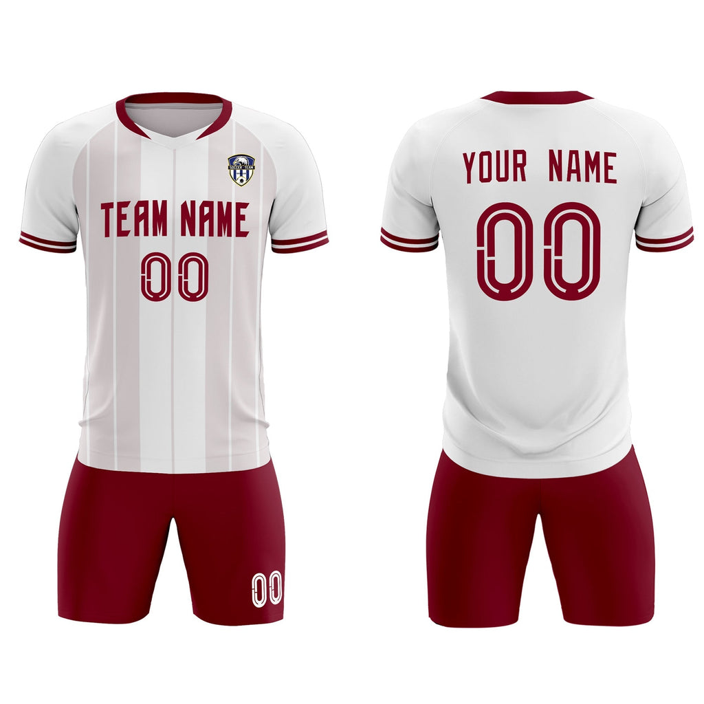 Custom White Classic Striped Personalized Soccer Tops/Sets Jersey