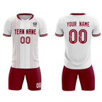 Custom White Classic Striped Personalized Soccer Tops/Sets Jersey