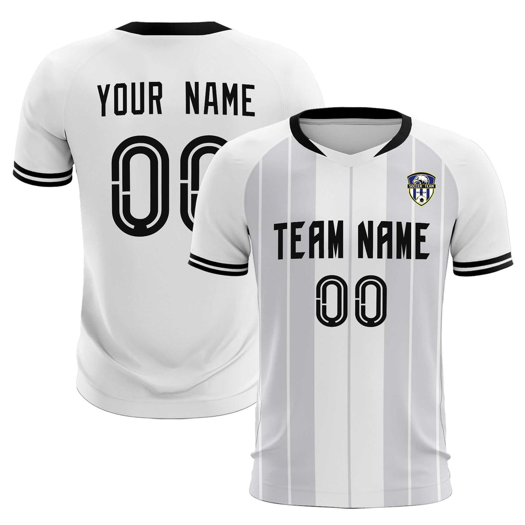 Custom White Classic Striped Personalized Soccer Tops/Sets Jersey