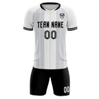 Custom White Classic Striped Personalized Soccer Tops/Sets Jersey