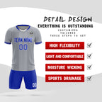 Custom Gray Classic Striped Personalized Soccer Tops/Sets Jersey