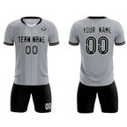 Custom Gray Classic Striped Personalized Soccer Tops/Sets Jersey