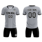 Custom Gray Classic Striped Personalized Soccer Tops/Sets Jersey