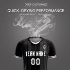 Custom Black Classic Striped Personalized Soccer Tops/Sets Jersey