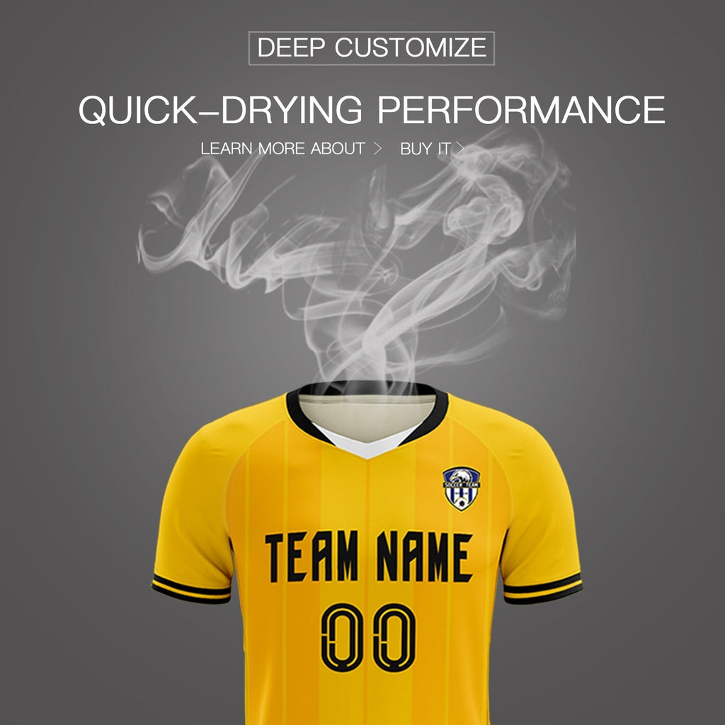 Custom Gold Classic Striped Personalized Soccer Tops/Sets Jersey