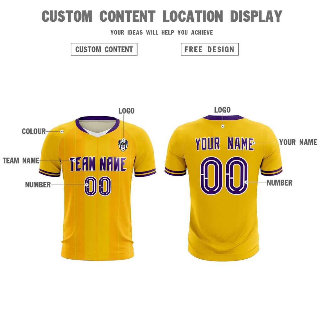 Custom Gold Classic Striped Personalized Soccer Tops/Sets Jersey