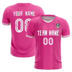 Custom Pink Classic Striped Personalized Soccer Tops/Sets Jersey