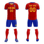 Custom Red Classic Striped Personalized Soccer Tops/Sets Jersey