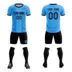 Custom Powder Blue Classic Striped Personalized Soccer Tops/Sets Jersey