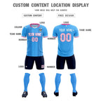 Custom Powder Blue Classic Striped Personalized Soccer Tops/Sets Jersey