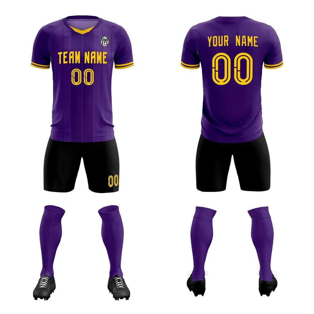 Custom Purple Classic Striped Personalized Soccer Tops/Sets Jersey