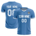 Custom Light Blue Classic Striped Personalized Soccer Tops/Sets Jersey