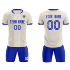 Custom Cream Classic Striped Personalized Soccer Tops/Sets Jersey