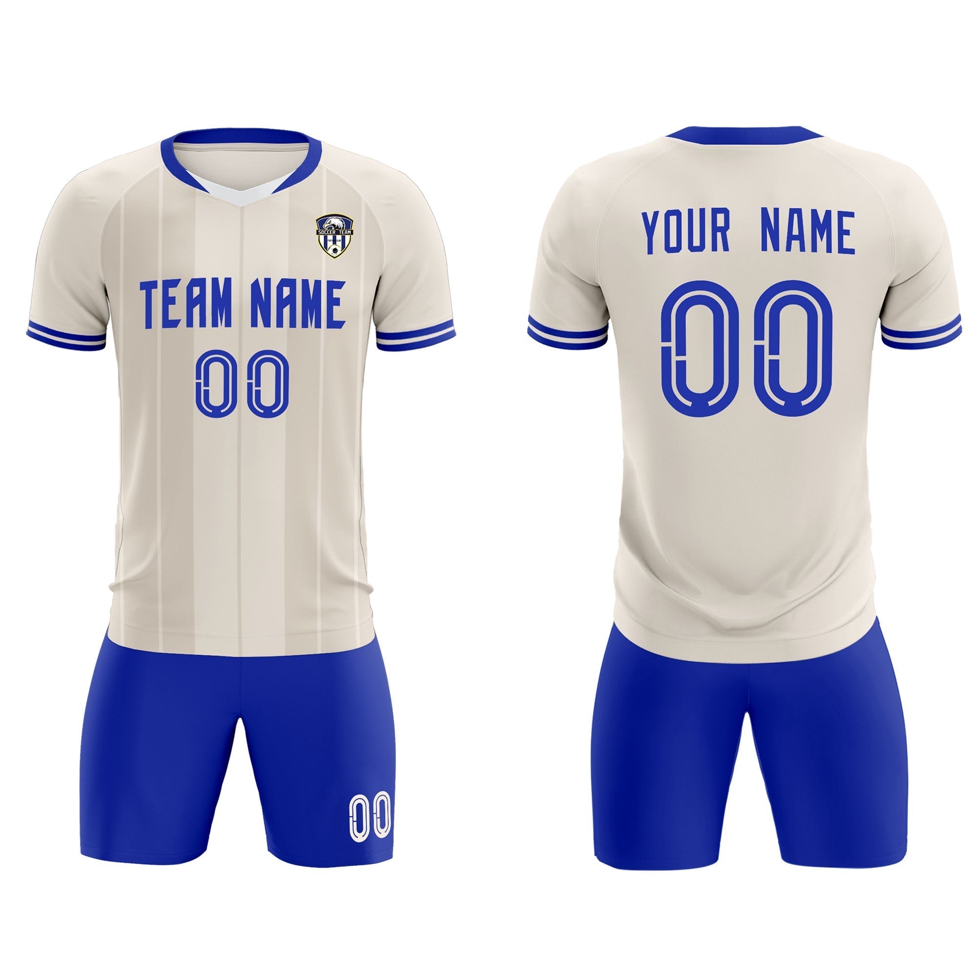 Custom Cream Classic Striped Personalized Soccer Tops/Sets Jersey