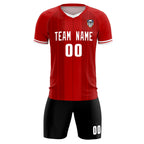 Custom Red Classic Striped Personalized Soccer Tops/Sets Jersey