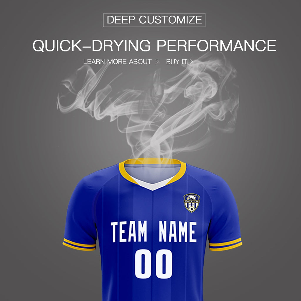 Custom Royal Classic Striped Personalized Soccer Tops/Sets Jersey