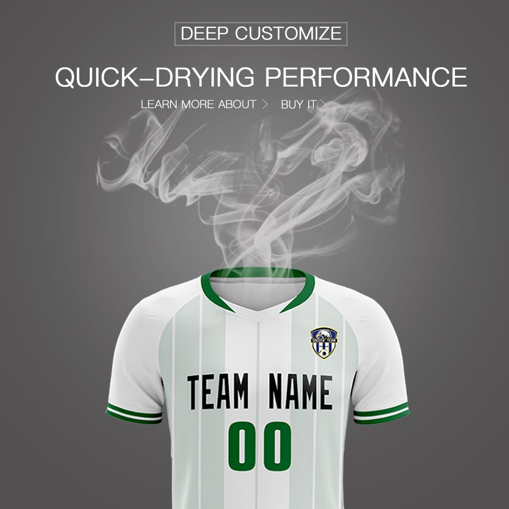 Custom White Classic Striped Personalized Soccer Tops/Sets Jersey