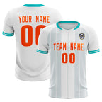Custom White Classic Striped Personalized Soccer Tops/Sets Jersey