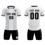 Custom White Classic Striped Personalized Soccer Tops/Sets Jersey