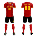 Custom Red Classic Striped Personalized Soccer Tops/Sets Jersey