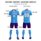 Custom Powder Blue Classic Striped Personalized Soccer Tops/Sets Jersey