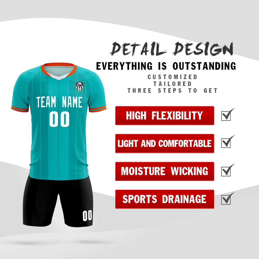 Custom Green Classic Striped Personalized Soccer Tops/Sets Jersey