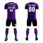 Custom Purple Classic Striped Personalized Soccer Tops/Sets Jersey