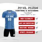 Custom Light Blue Classic Striped Personalized Soccer Tops/Sets Jersey