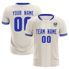 Custom Cream Classic Striped Personalized Soccer Tops/Sets Jersey