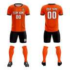 Custom Orange Classic Striped Personalized Soccer Tops/Sets Jersey