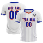 Custom White Classic Striped Personalized Soccer Tops/Sets Jersey