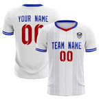 Custom White Classic Striped Personalized Soccer Tops/Sets Jersey