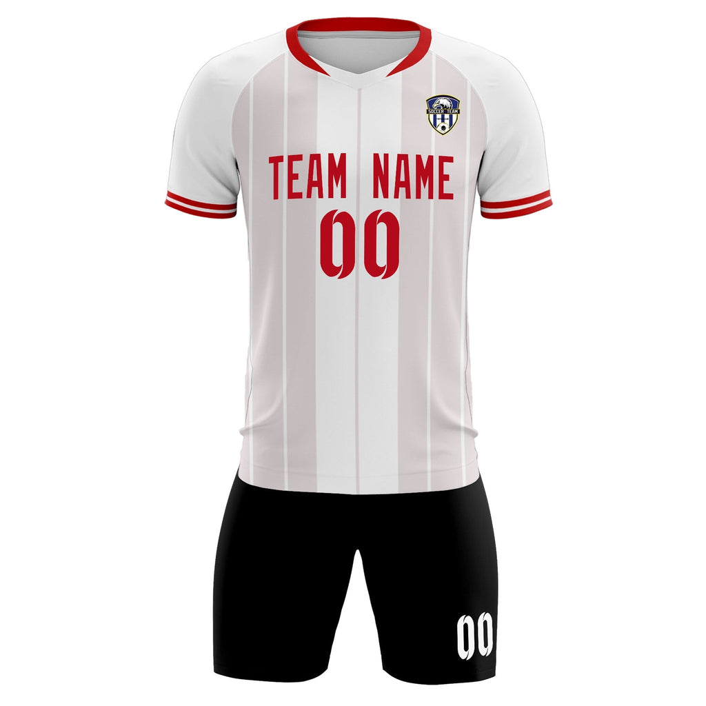 Custom White Classic Striped Personalized Soccer Tops/Sets Jersey