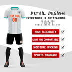 Custom White Classic Striped Personalized Soccer Tops/Sets Jersey