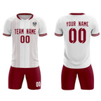 Custom White Classic Striped Personalized Soccer Tops/Sets Jersey