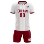 Custom White Classic Striped Personalized Soccer Tops/Sets Jersey