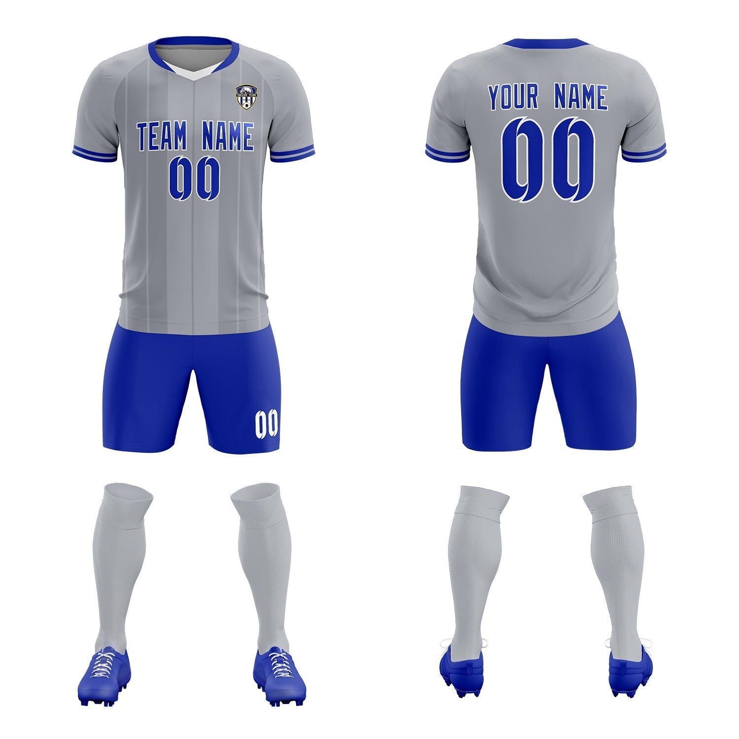Custom Gray Classic Striped Personalized Soccer Tops/Sets Jersey