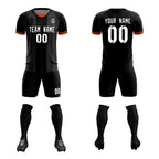 Custom Black Classic Striped Personalized Soccer Tops/Sets Jersey