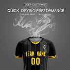 Custom Black Classic Striped Personalized Soccer Tops/Sets Jersey