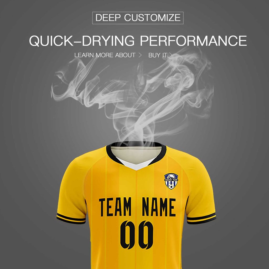 Custom Gold Classic Striped Personalized Soccer Tops/Sets Jersey