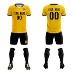 Custom Gold Classic Striped Personalized Soccer Tops/Sets Jersey