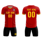 Custom Red Classic Striped Personalized Soccer Tops/Sets Jersey