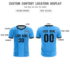 Custom Powder Blue Classic Striped Personalized Soccer Tops/Sets Jersey
