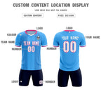 Custom Powder Blue Classic Striped Personalized Soccer Tops/Sets Jersey