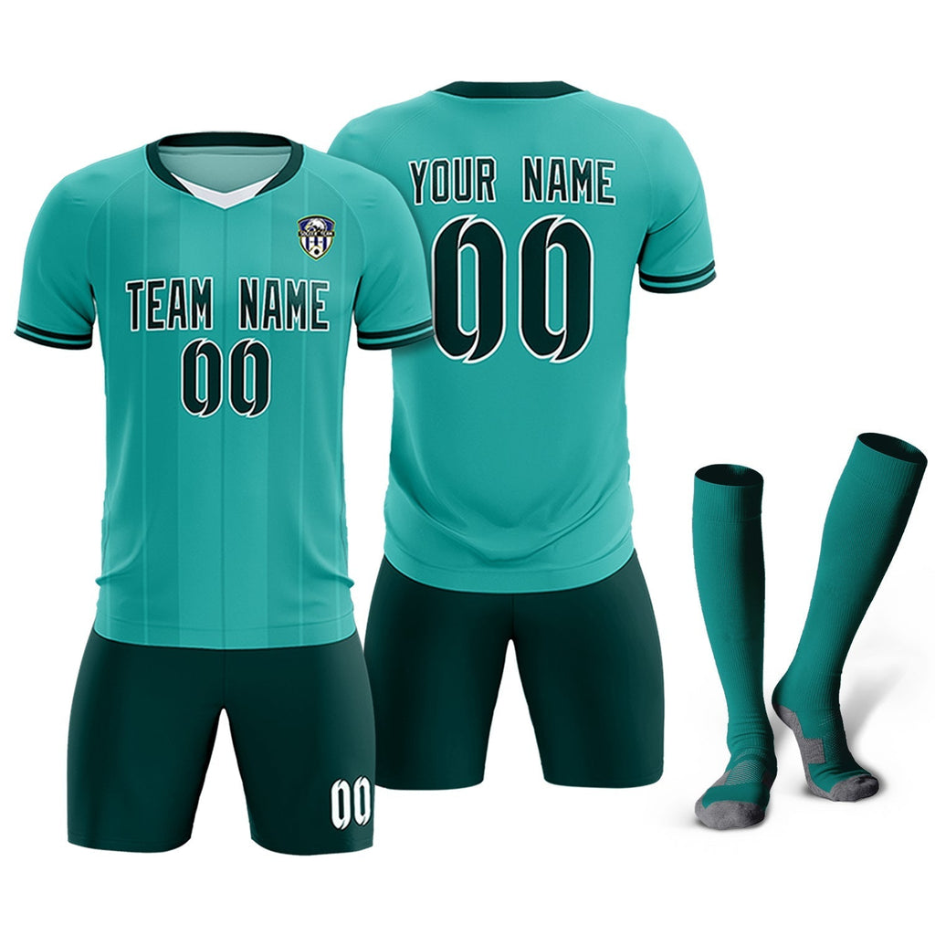 Custom Bright Green Classic Striped Personalized Soccer Tops/Sets Jersey