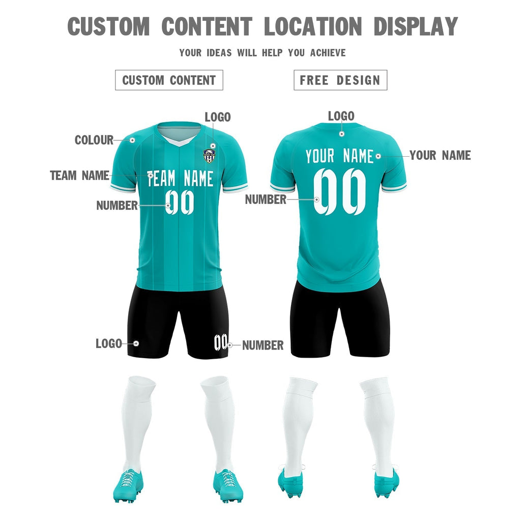 Custom Green Classic Striped Personalized Soccer Tops/Sets Jersey