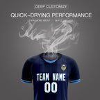 Custom Navy Classic Striped Personalized Soccer Tops/Sets Jersey