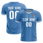 Custom Light Blue Classic Striped Personalized Soccer Tops/Sets Jersey