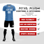 Custom Light Blue Classic Striped Personalized Soccer Tops/Sets Jersey