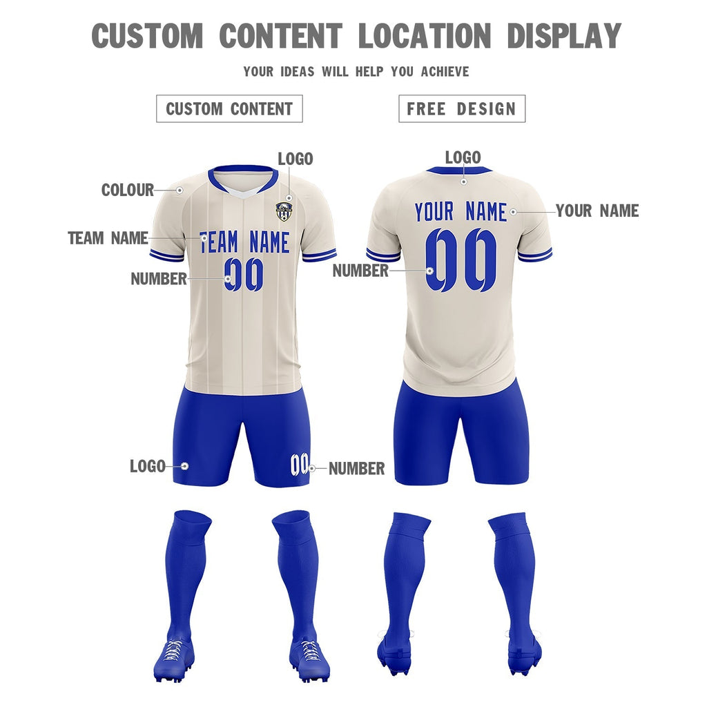 Custom Cream Classic Striped Personalized Soccer Tops/Sets Jersey